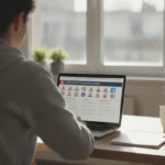 Candidat révisant le code de la route sur un ordinateur portable
